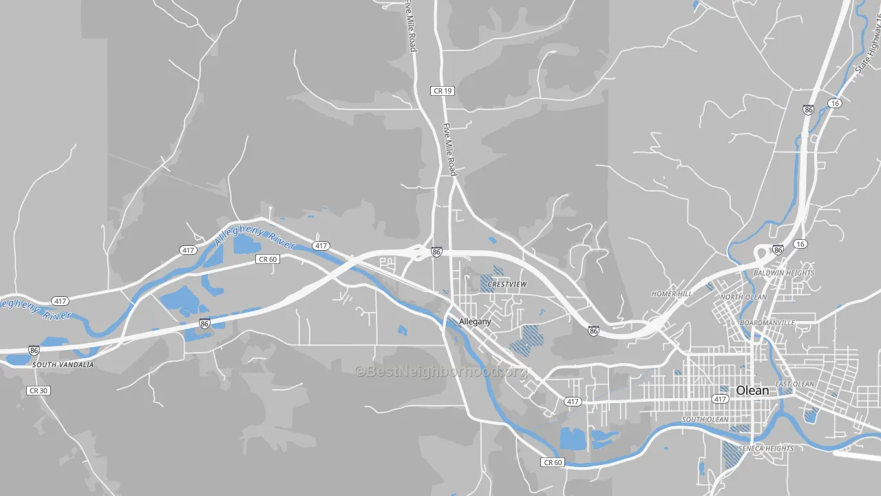 Transit Grade map of Allegany, NY