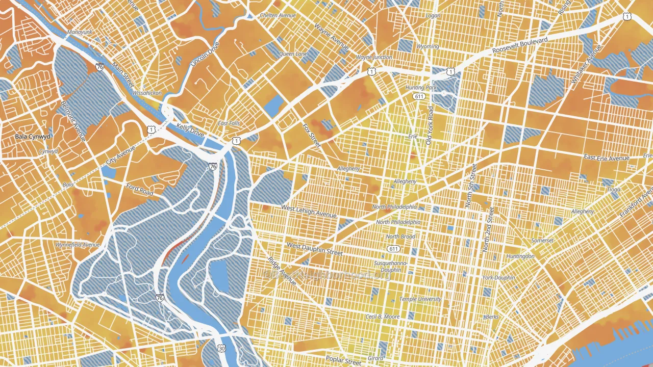 Transit Grade map of Alleghany West, Philadelphia, PA