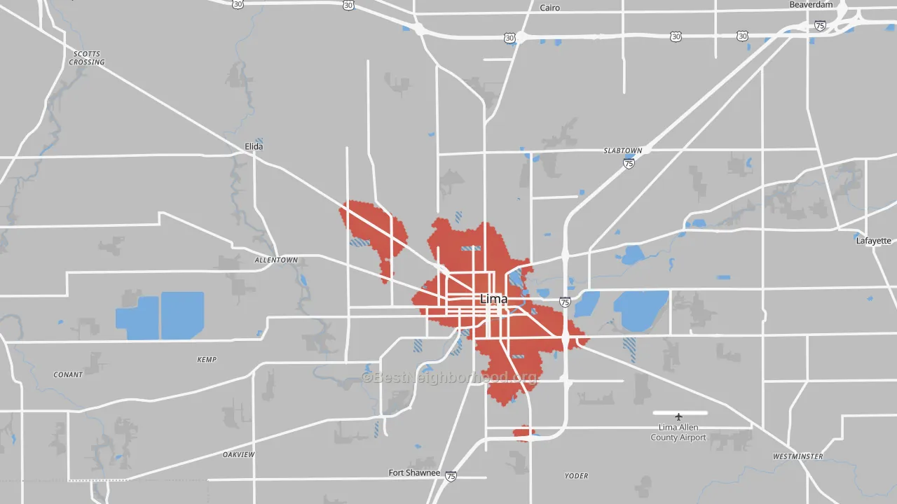 Transit Grade map of Allen County, OH