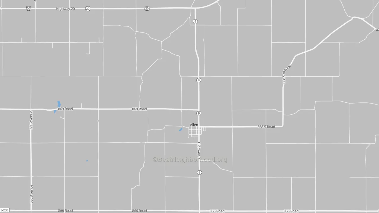 Transit Grade map of Allen, NE