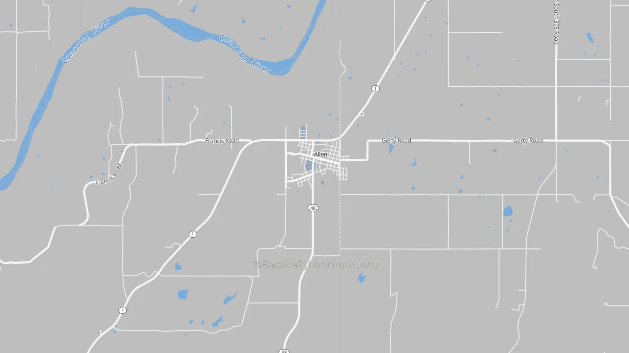 Transit Grade map of Allen, OK