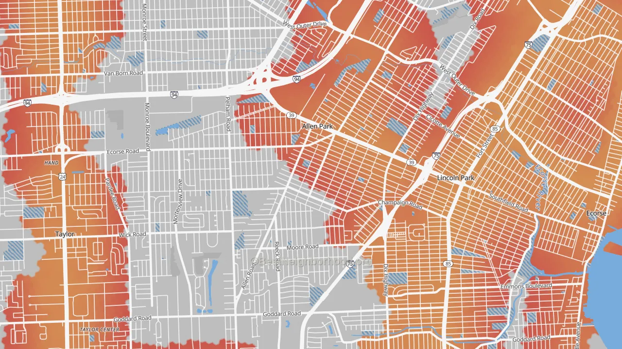 Transit Grade map of Allen Park, MI
