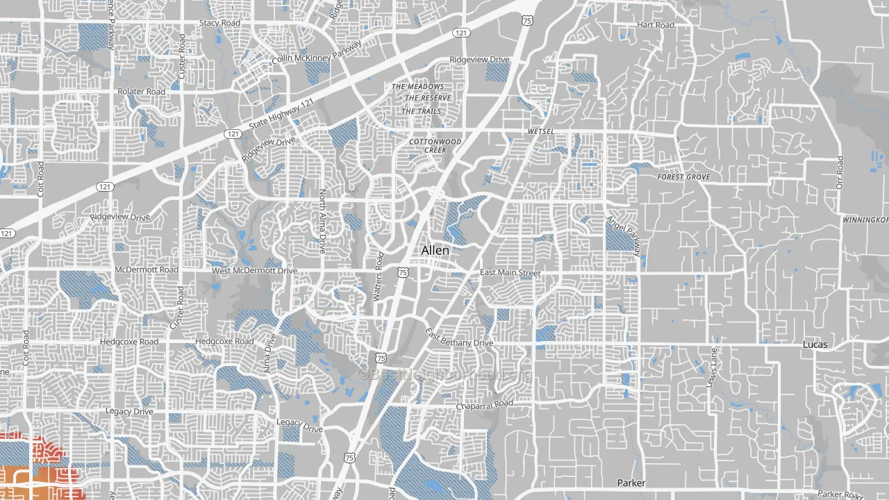Transit Grade map of Allen, TX
