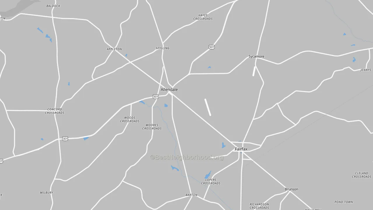 Transit Grade map of Allendale County, SC