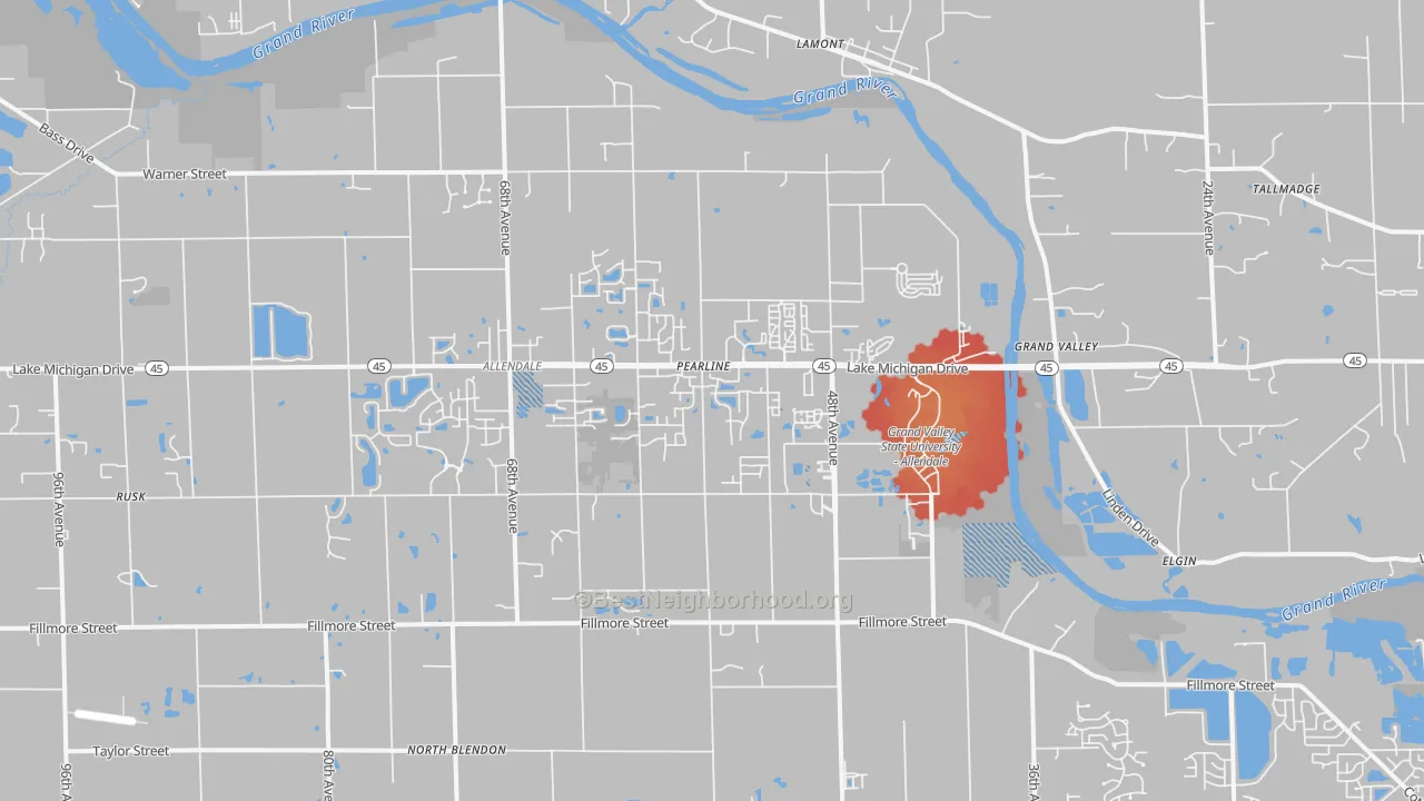 Transit Grade map of Allendale, MI