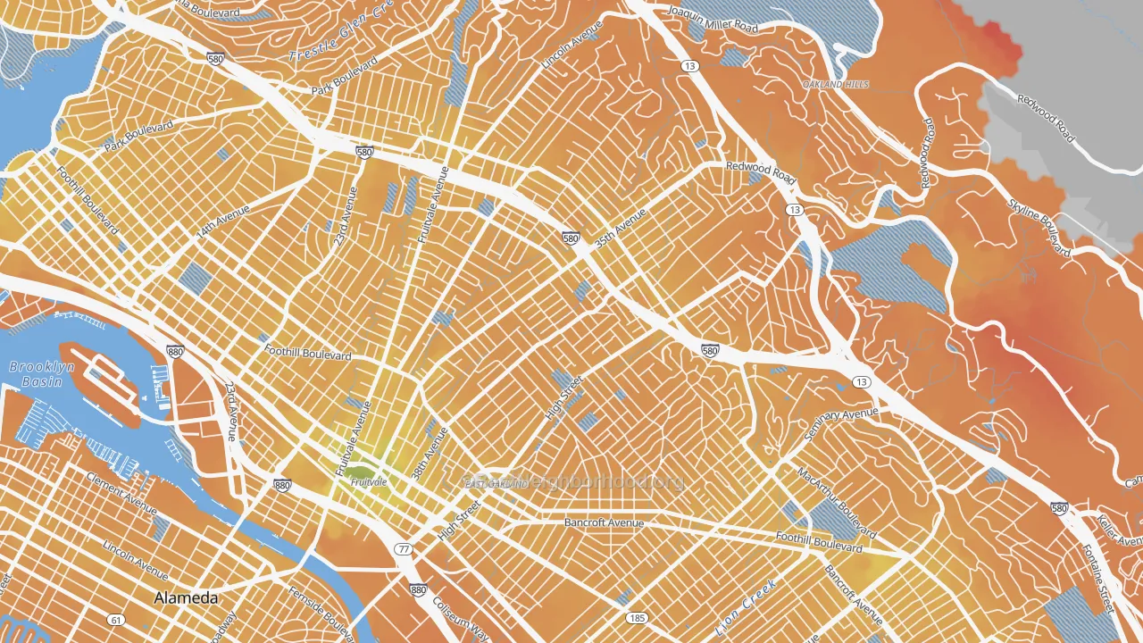 Transit Grade map of Allendale, Oakland, CA