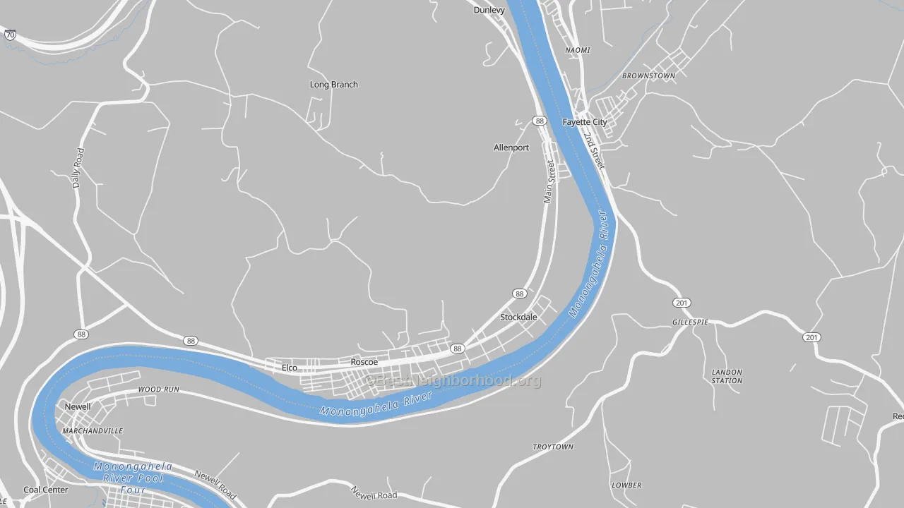 Transit Grade map of Allenport, PA