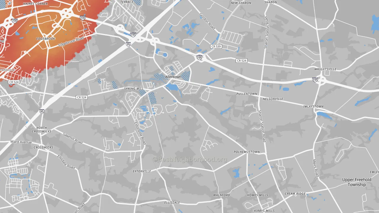 Transit Grade map of Allentown, NJ