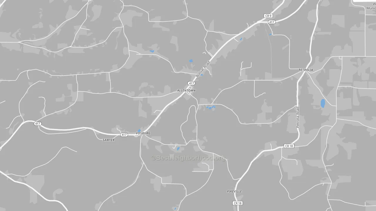 Transit Grade map of Allentown, NY