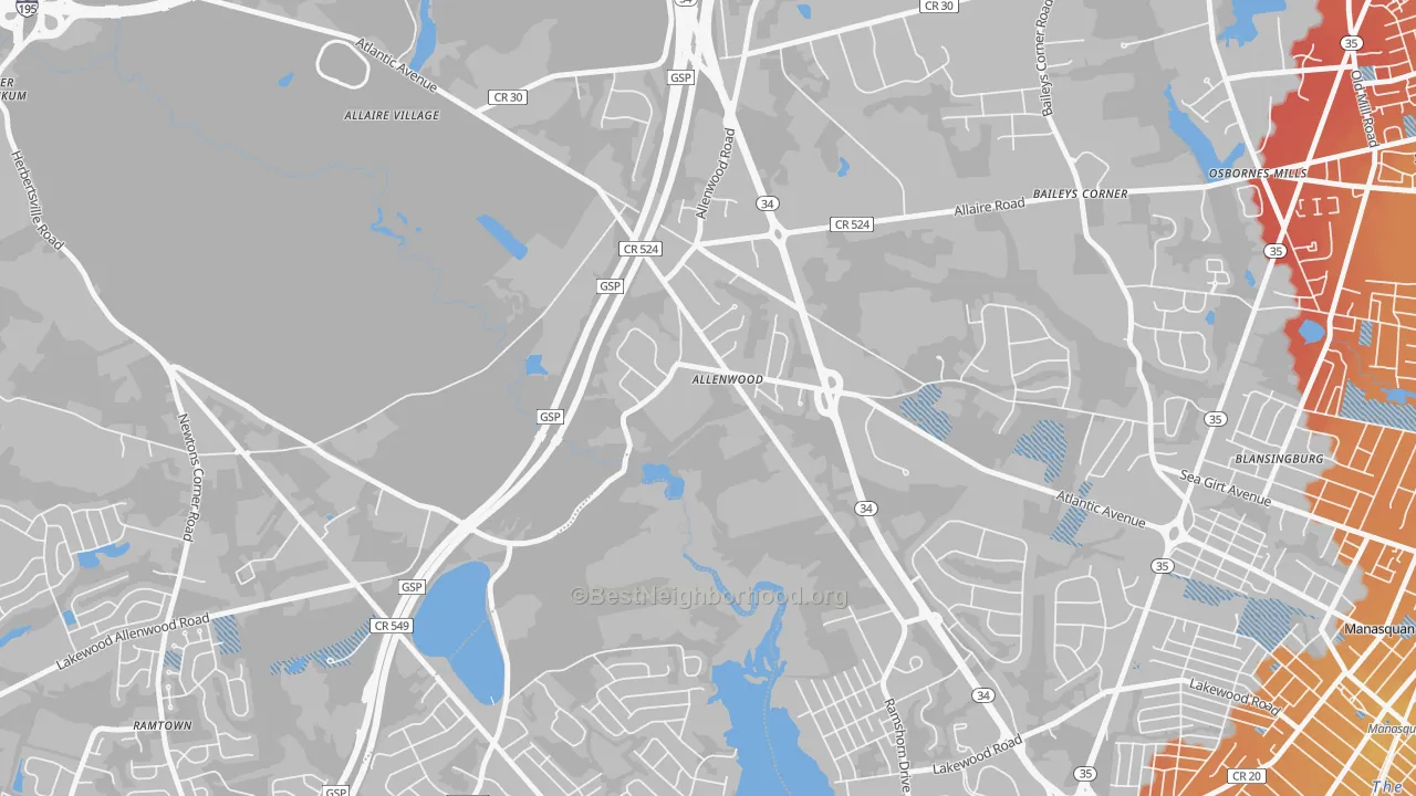 Transit Grade map of Allenwood, NJ