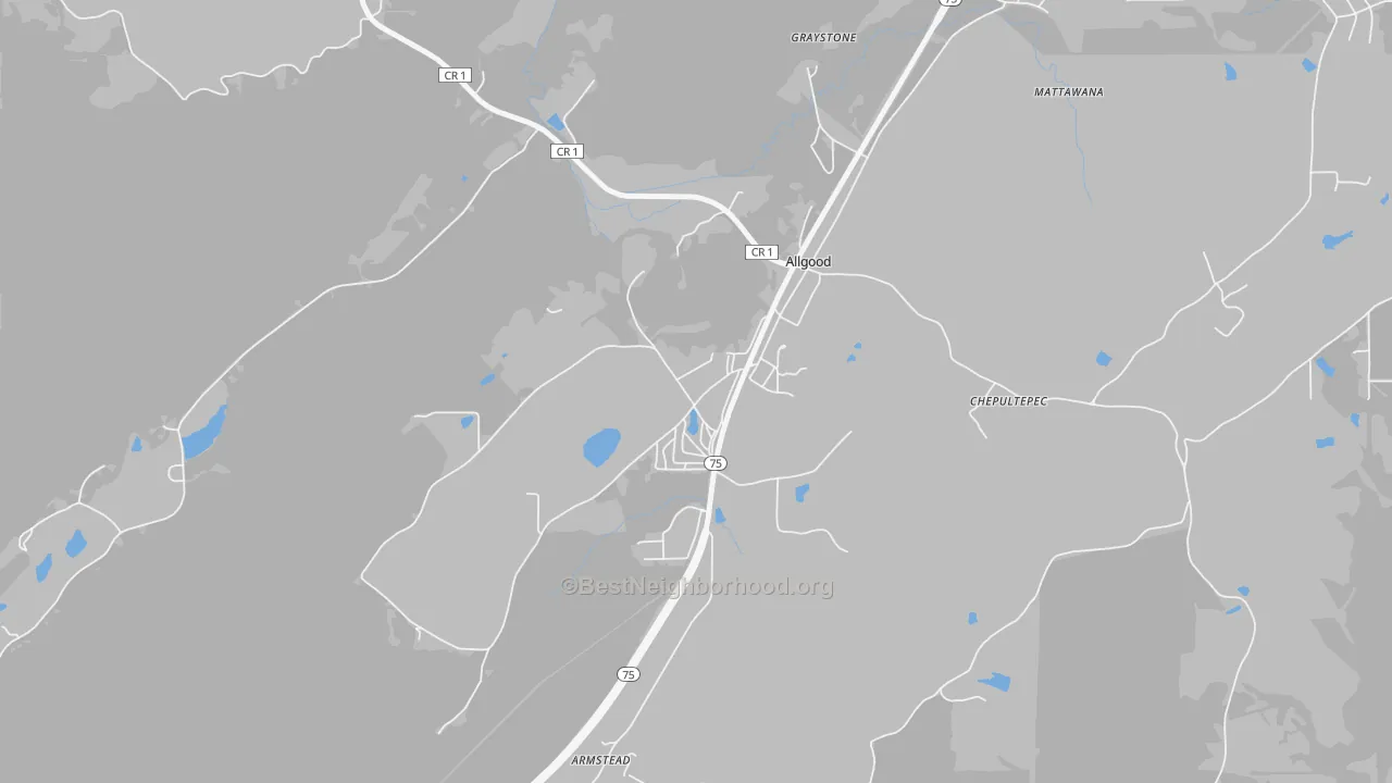Transit Grade map of Allgood, AL