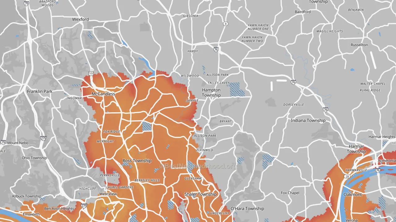 Transit Grade map of Allison Park, PA
