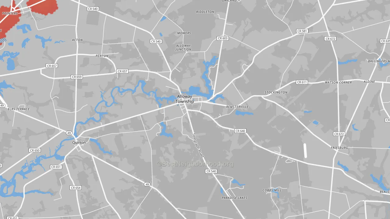 Transit Grade map of Alloway, NJ