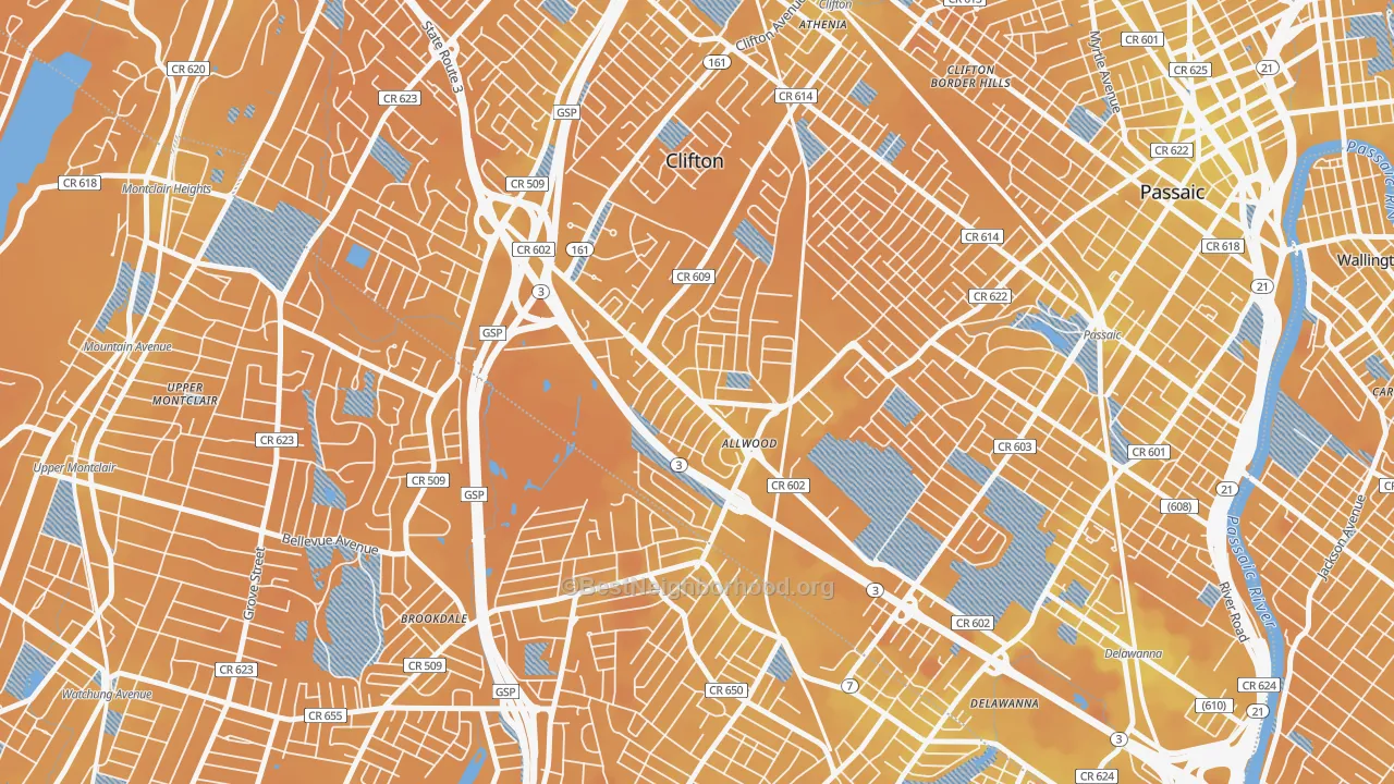 Transit Grade map of Allwood, Clifton, NJ