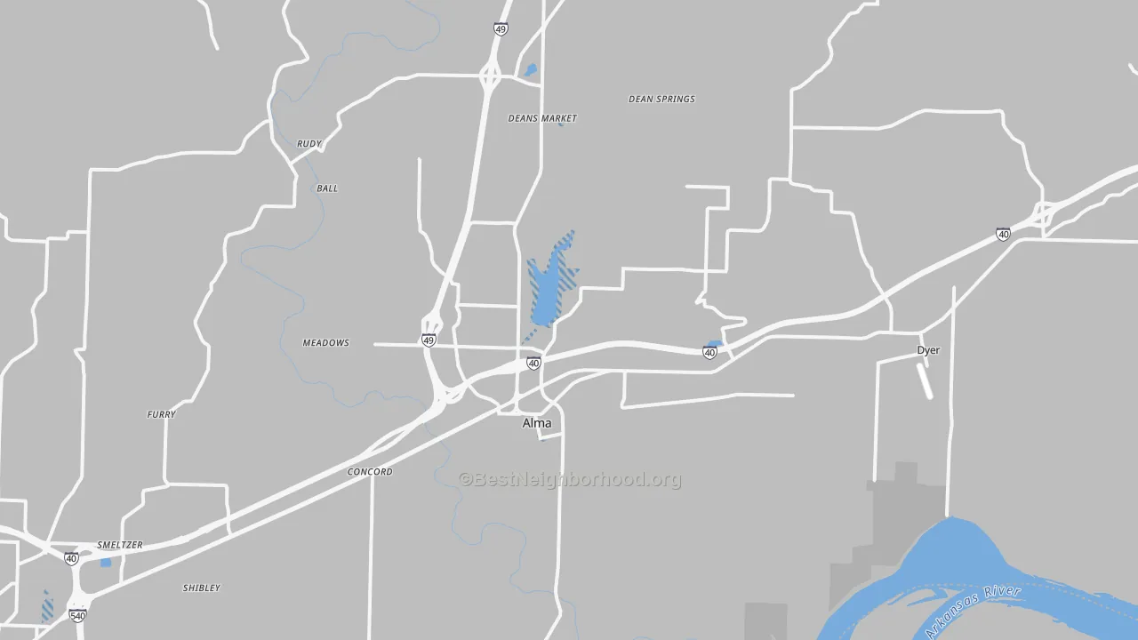 Transit Grade map of Alma, AR