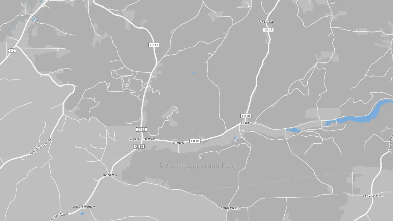 Transit Grade map of Alma, NY