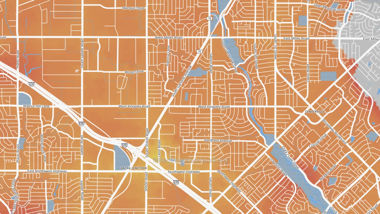 Transit Grade map of Almeta-Bonita-Bella Vista, Garland, TX