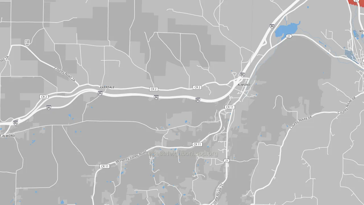 Transit Grade map of Almond, NY