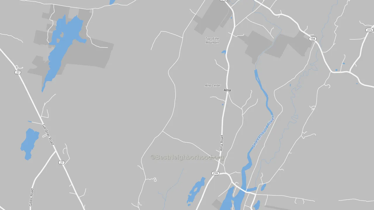 Transit Grade map of Alna Center, ME