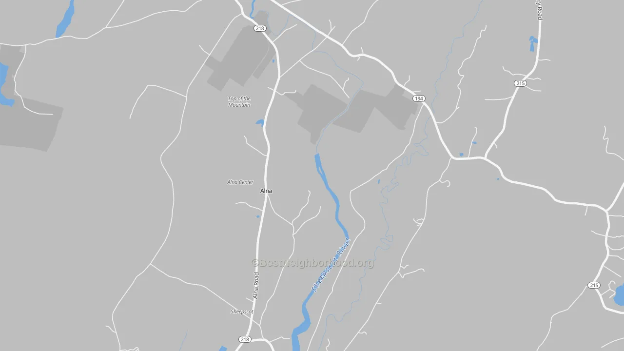 Transit Grade map of Alna, ME
