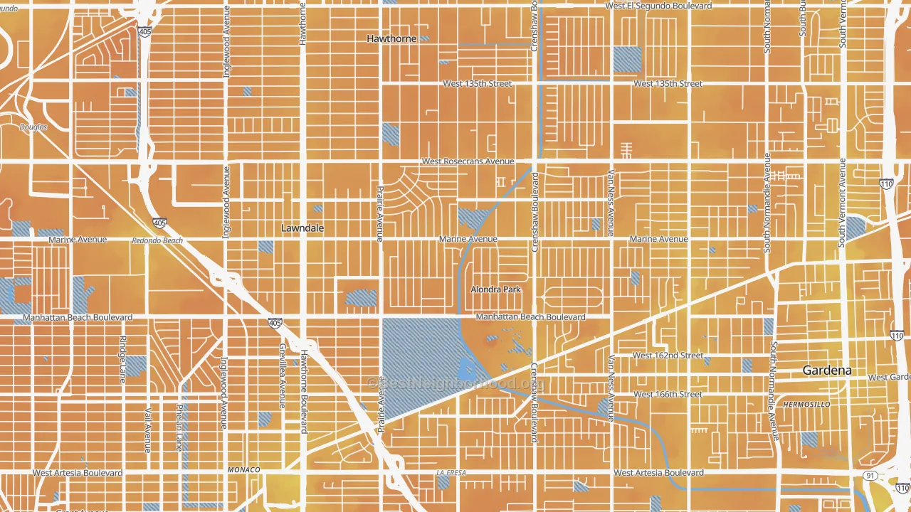 Transit Grade map of Alondra Park, Lawndale, CA