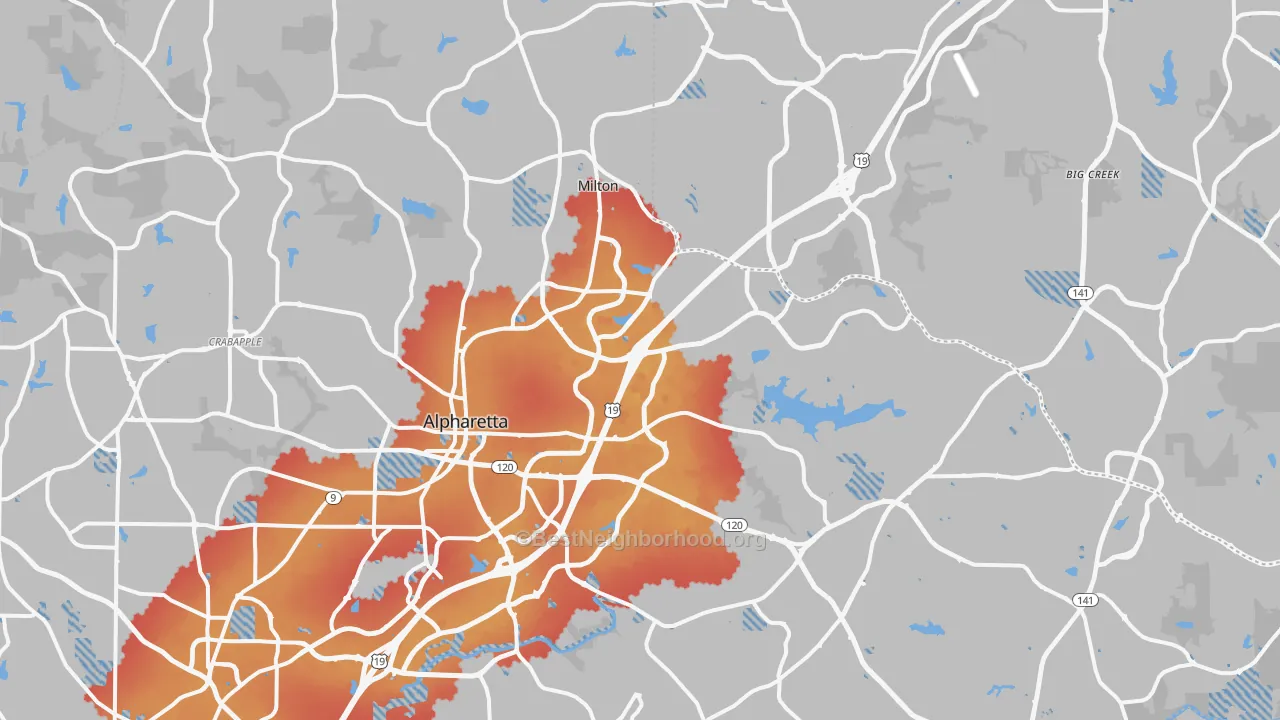 Transit Grade map of Alpharetta, GA