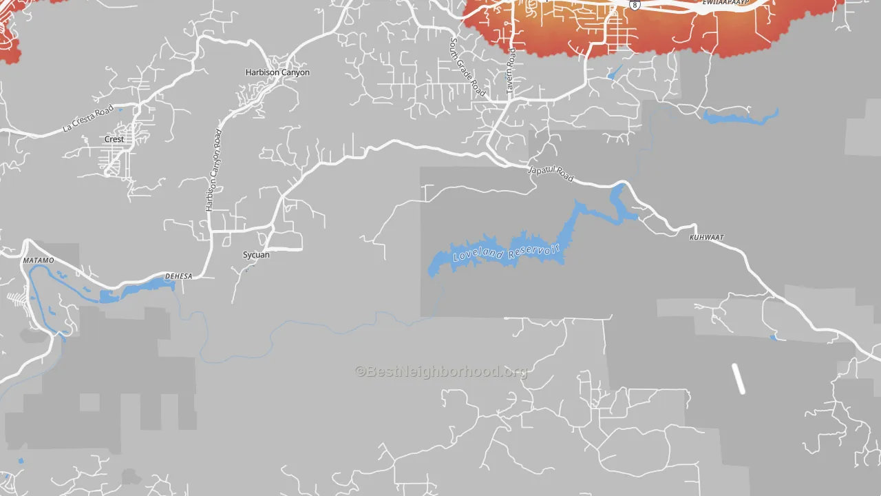 Transit Grade map of Alpine Heights, CA