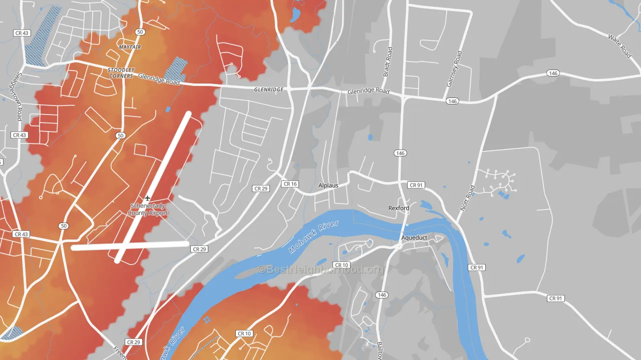 Transit Grade map of Alplaus, NY