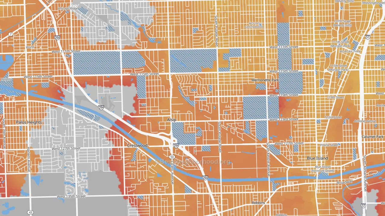 Transit Grade map of Alsip, IL