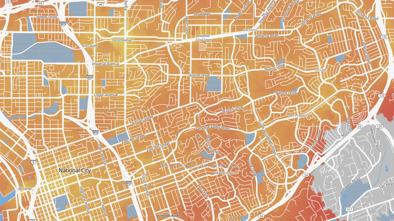Transit Grade map of Alta Vista, San Diego, CA