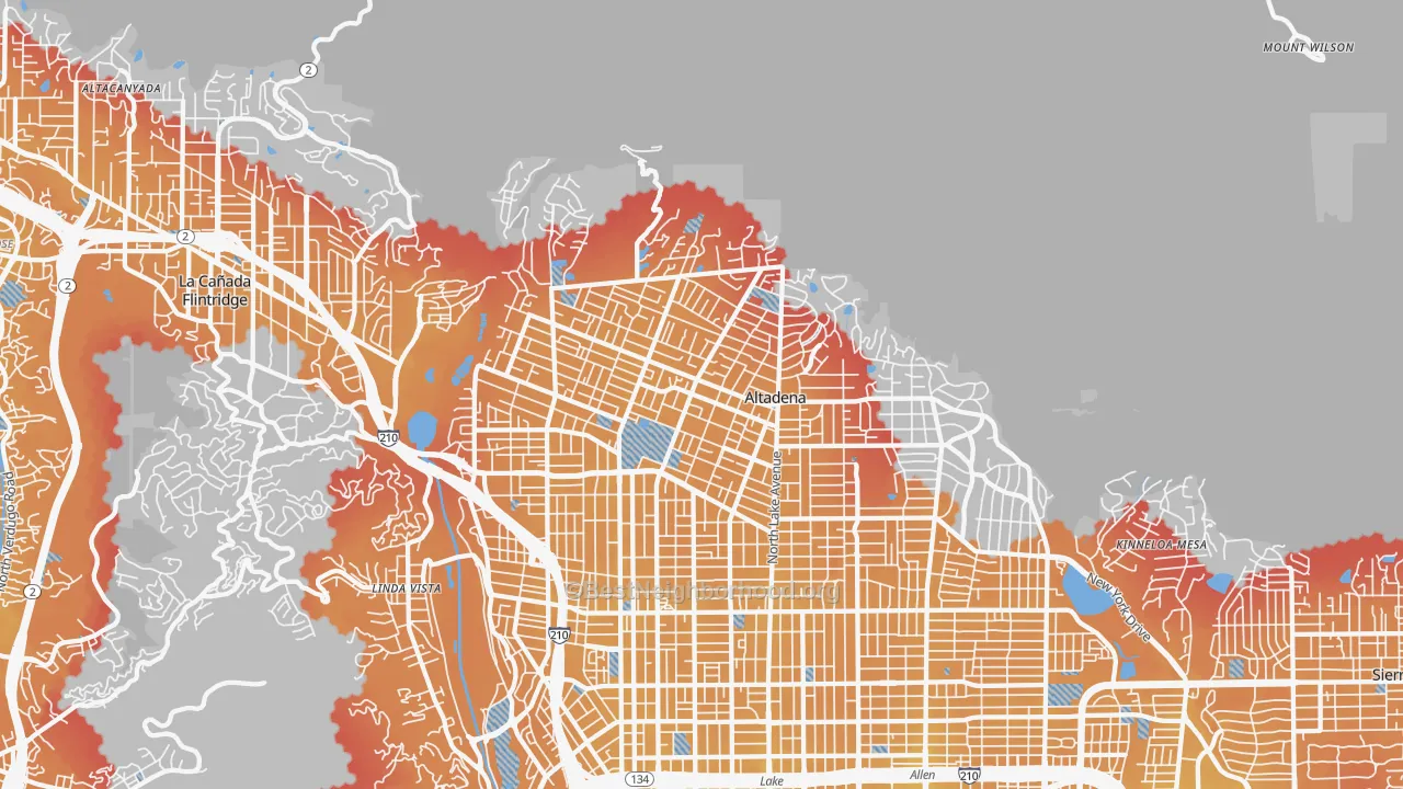 Transit Grade map of Altadena, CA