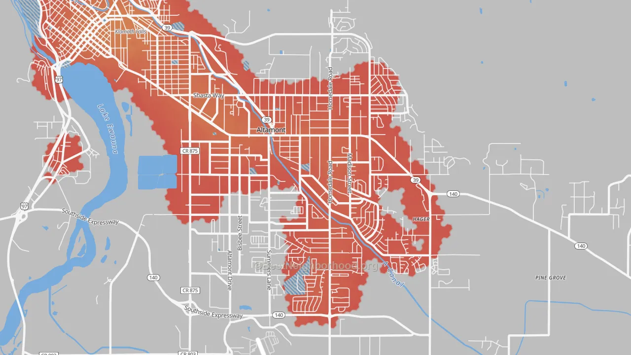 Transit Grade map of Altamont, OR
