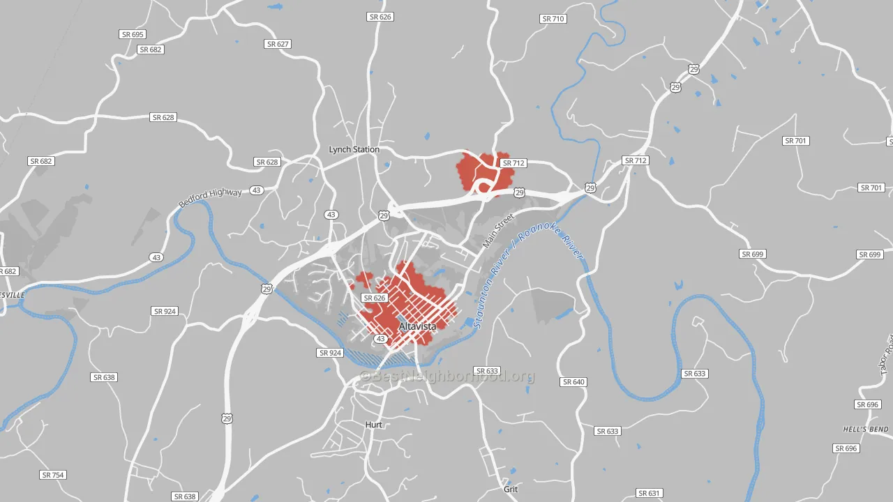 Transit Grade map of Altavista, VA