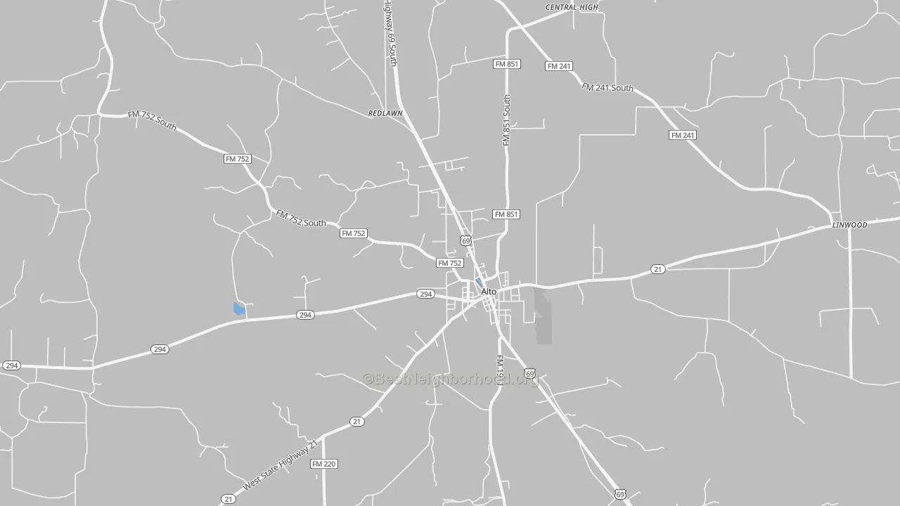 Transit Grade map of Alto, TX
