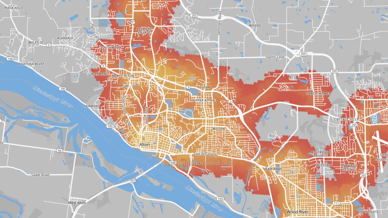Transit Grade map of Alton, IL