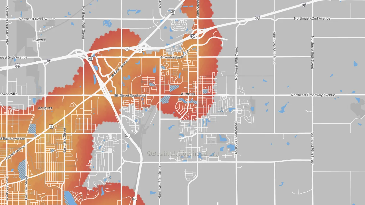 Transit Grade map of Altoona, IA
