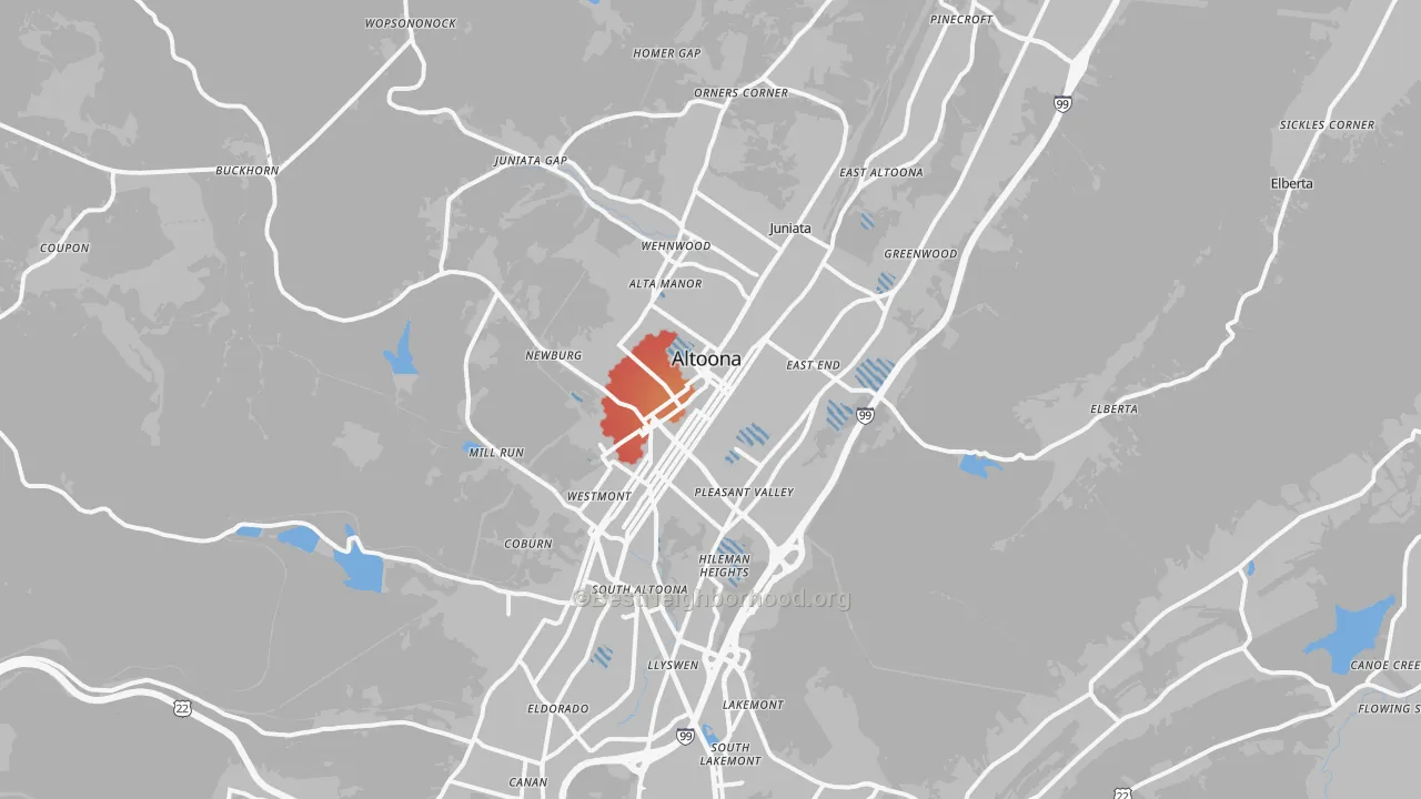 Transit Grade map of Altoona, PA