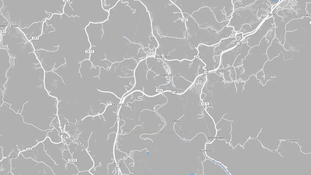 Transit Grade map of Alum Creek, WV