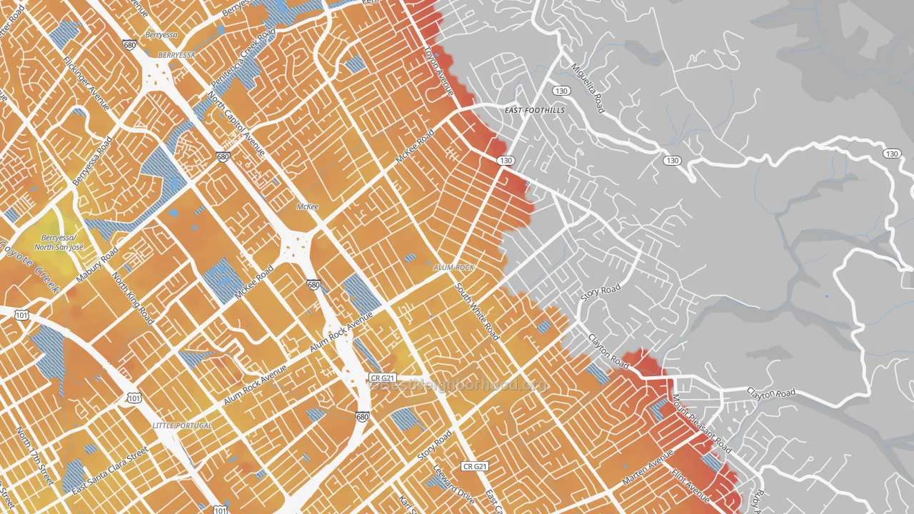 Transit Grade map of Alum Rock, CA