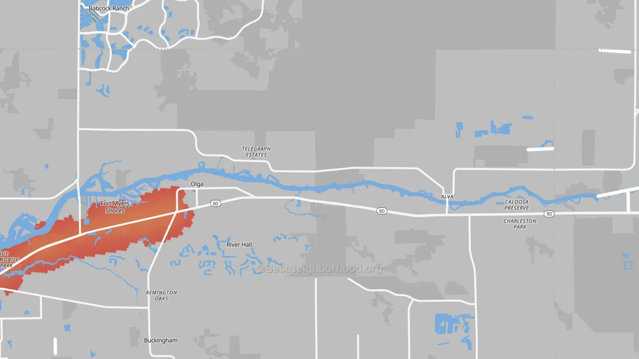 Transit Grade map of Alva, FL