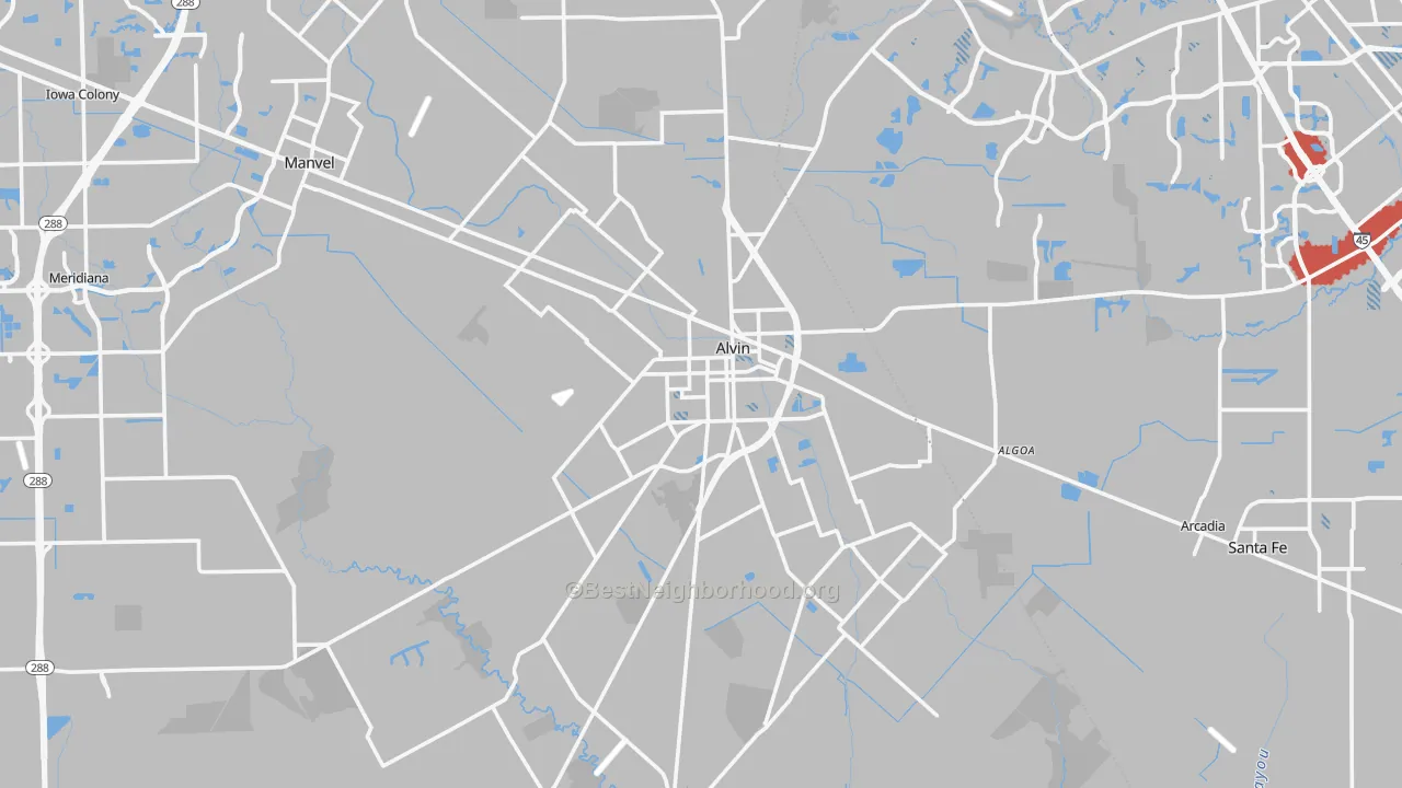 Transit Grade map of Alvin, TX