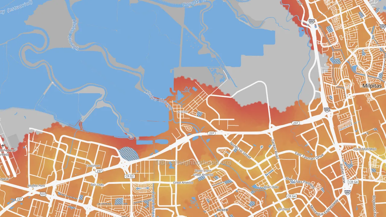 Transit Grade map of Alviso, CA