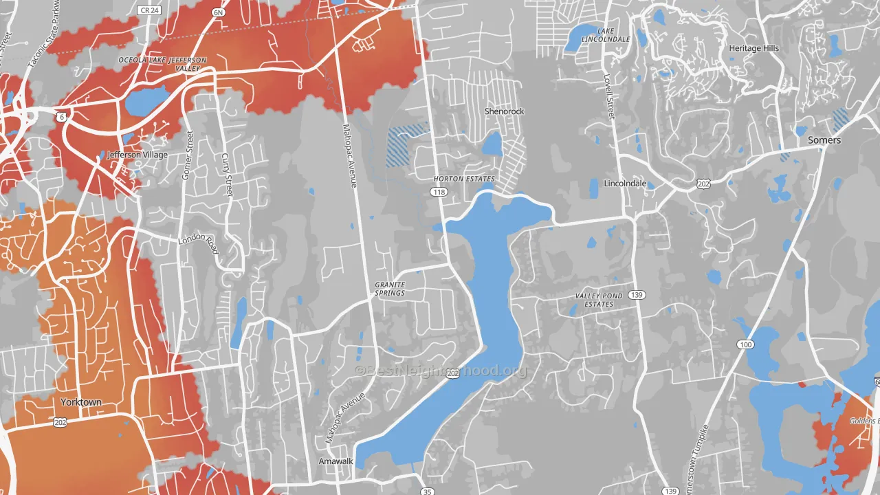 Transit Grade map of Amawalk, NY