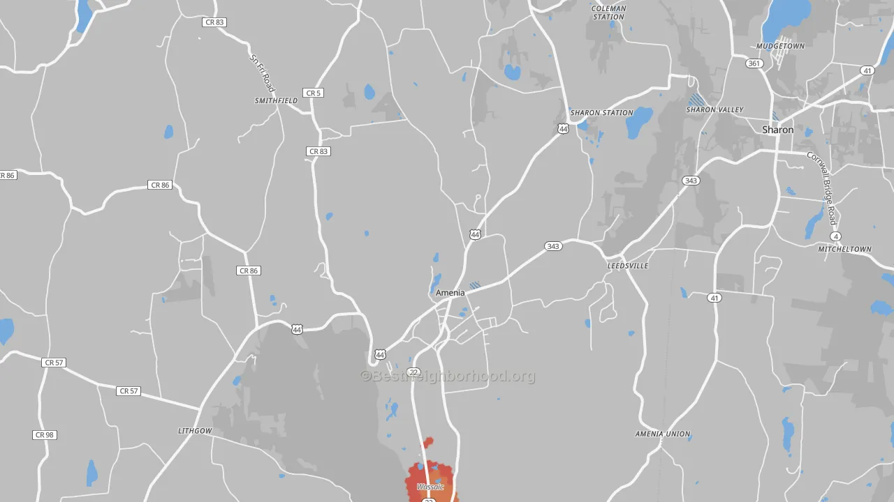 Transit Grade map of Amenia, NY