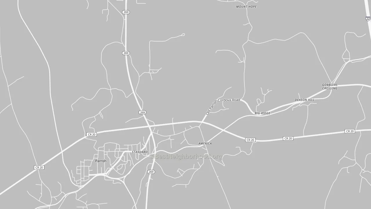 Transit Grade map of America, AL