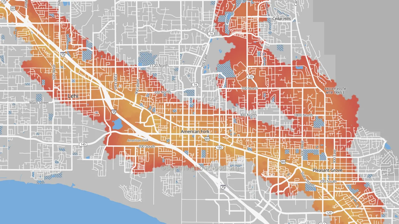 Transit Grade map of American Fork, UT