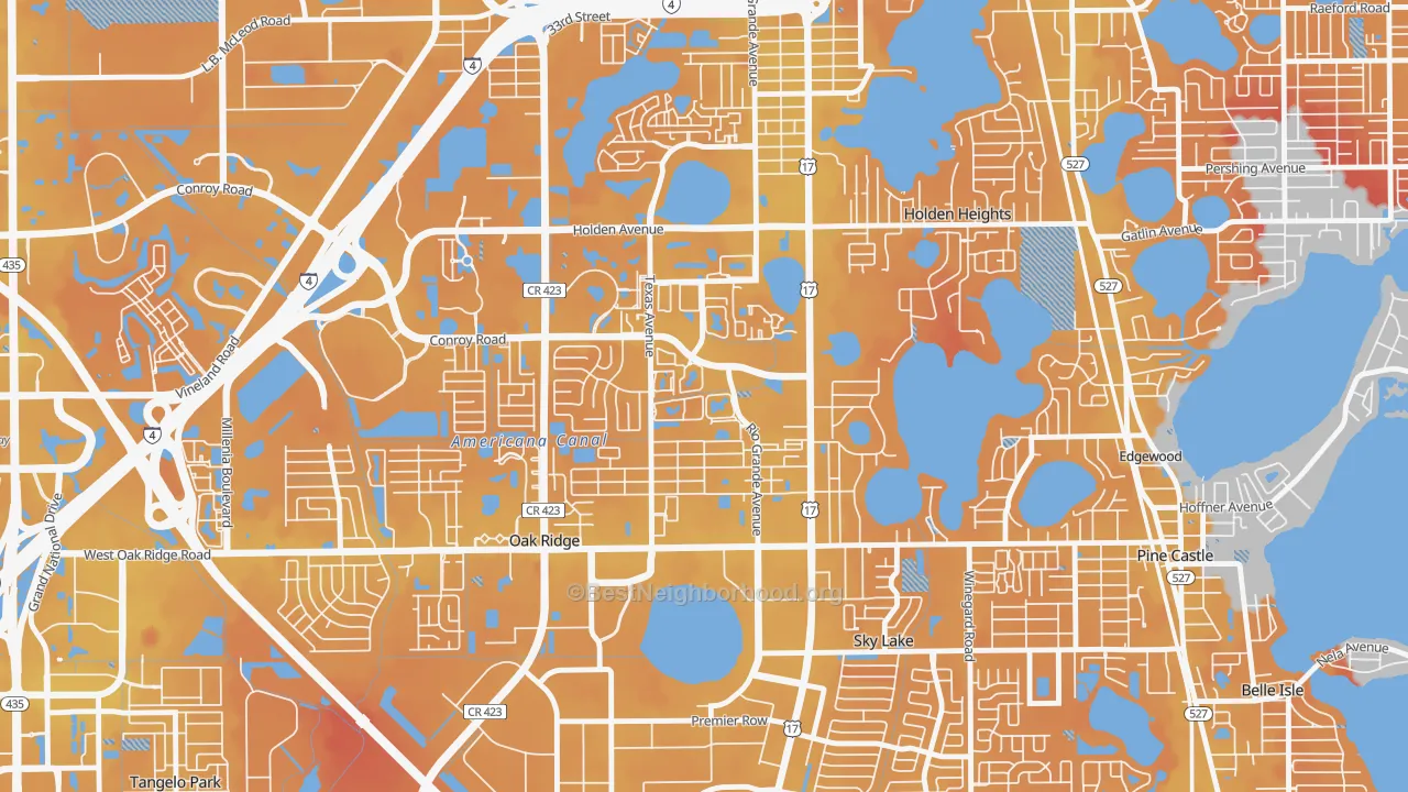 Transit Grade map of Americana, Oak Ridge, FL
