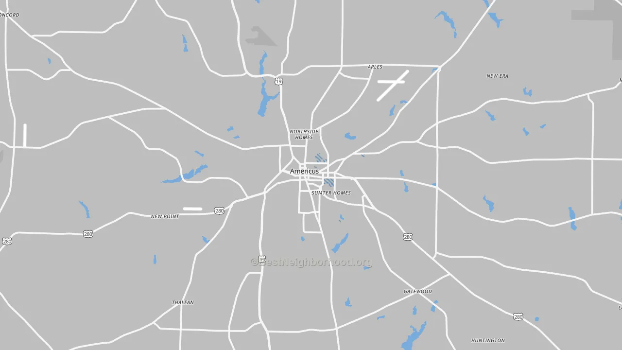 Transit Grade map of Americus, GA