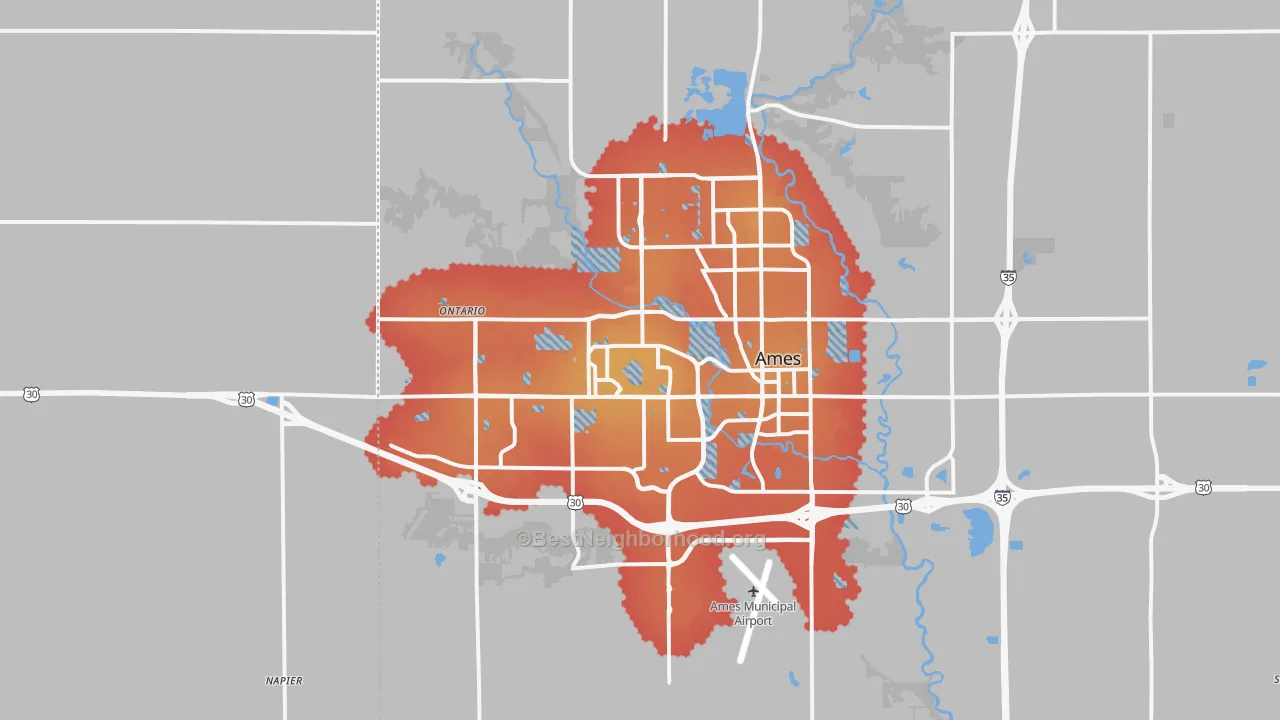 Transit Grade map of Ames, IA
