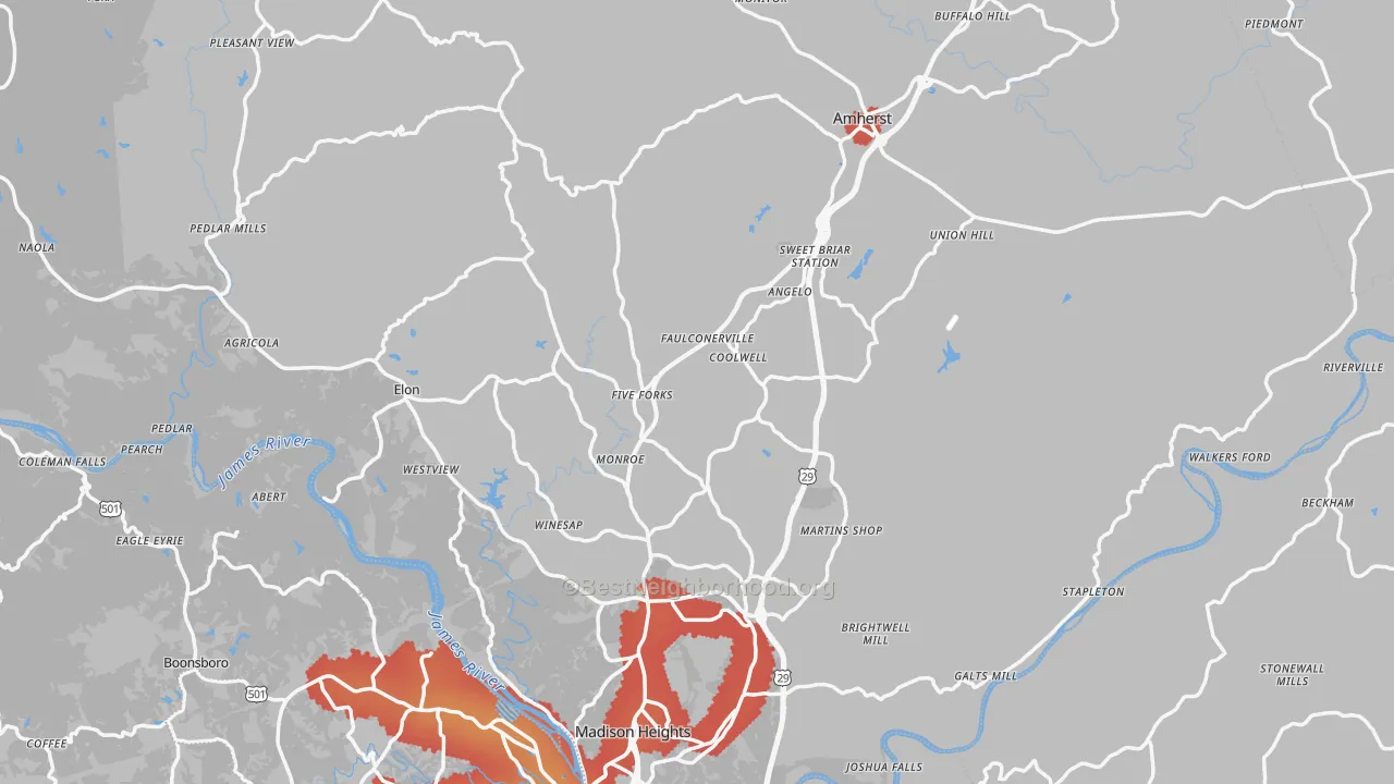 Transit Grade map of Amherst County, VA